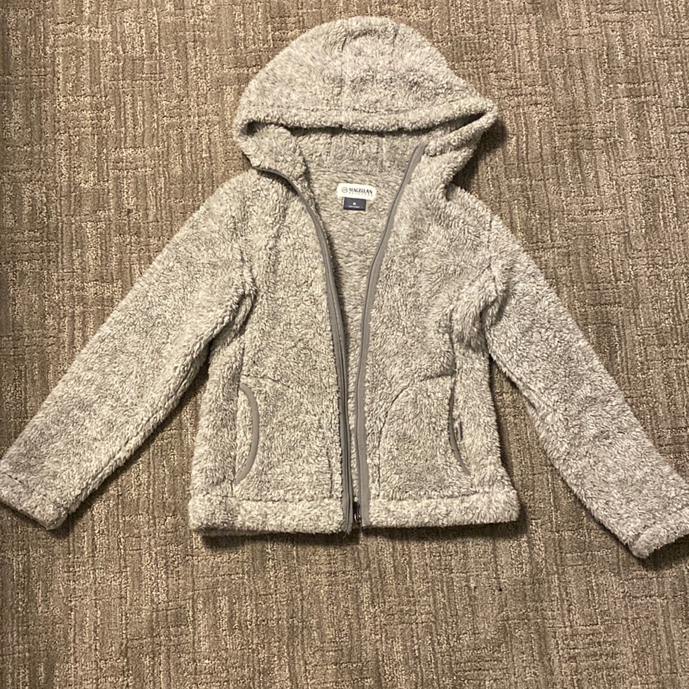 Girls gray fuzzy jacket!! Barely worn!!!